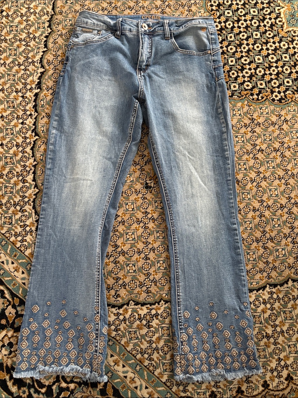 Embellished Light Blue Wide Leg Jeans - Women